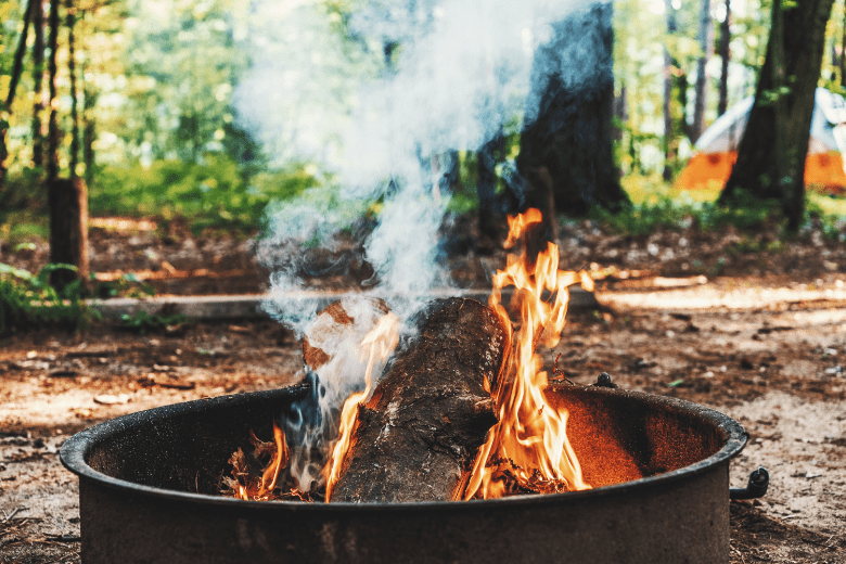 campfire in a metal pan