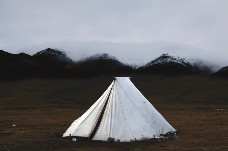 tent in the mountain valley
