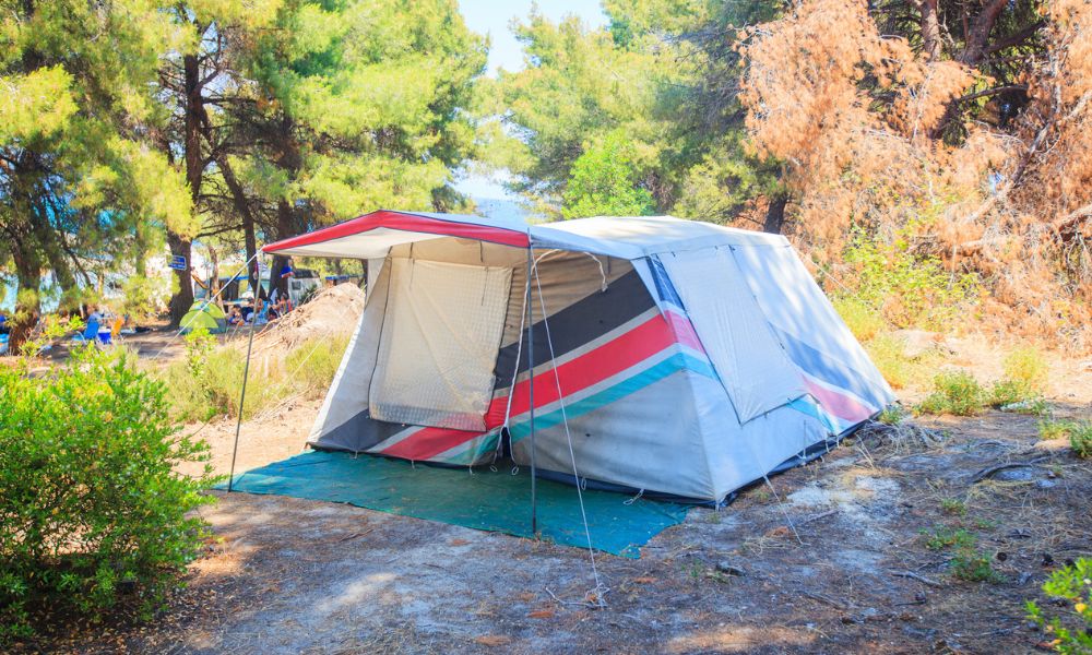 camping tent at wild campsite